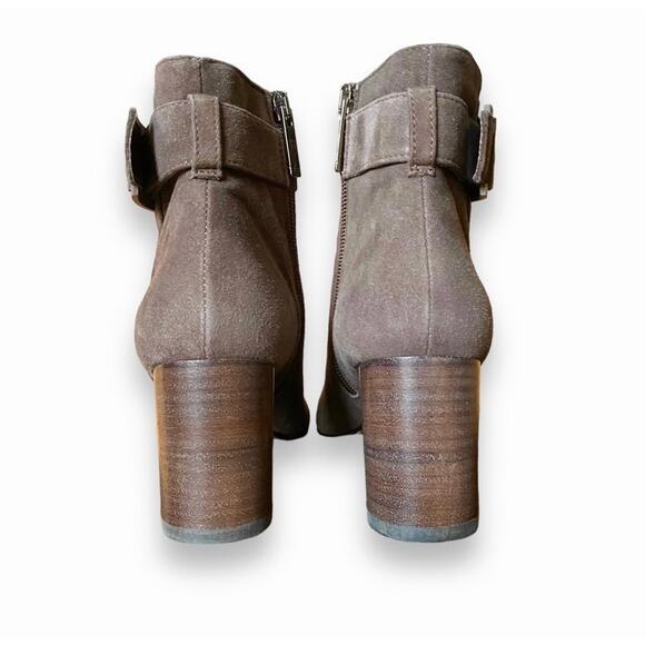 Aquatalia Vanie Brown Suede Sock Boots Sz 7.5B Block Heel Side Zip Waterproof - Picture 8 of 12